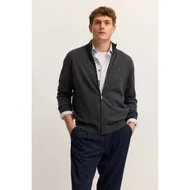 Bugatti Strickjacke "Regular Fit", Herren, Gr. M, 280, dunkelgrau, Strick, 100% Baumwolle, unifarben, regular fit, ohne Ausschnitt, Rippbündchen, Strickjacken Strickjacke, aus Baumwolle mit Stehkragen