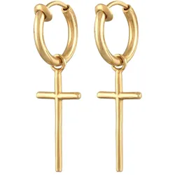 Elli Kreuz Creolen Ohrclips ohne Ohrloch 925 Silber goldfarben Damen 