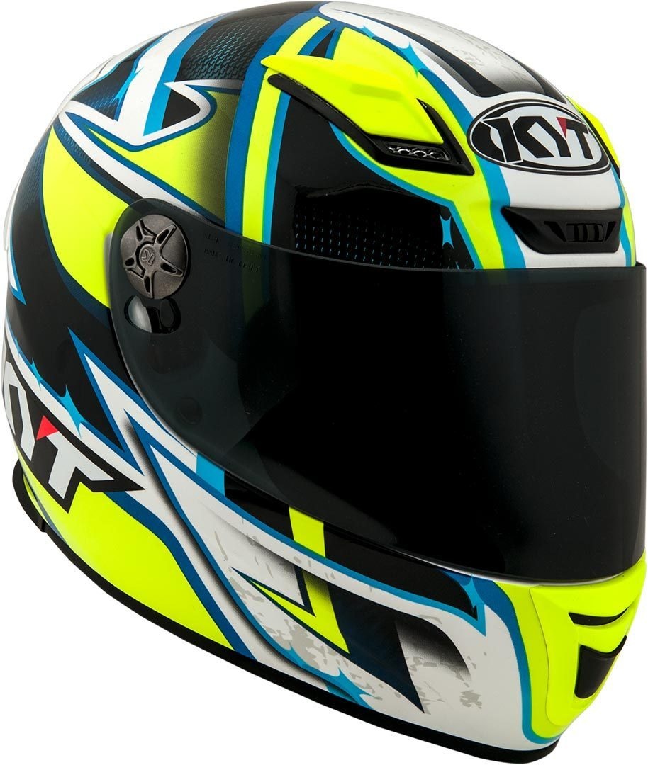 KYT KR-1 Lightning helm, wit-blauw-geel, 2XL