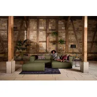 W.SCHILLIG Ecksofa around-the-block Mega-Sofa & Hocker, viel Platz, Breite 300cm, L-Form, Spar-Set, inklusive Hocker, mit eleganter Biese, mit Federkern grün
