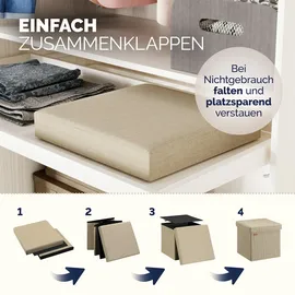 CASARIA Faltbarer Sitzhocker mit Stauraum 2er Set Beige