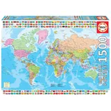 Educa - Politische Weltkarte, 1500 Teile Puzzle für Erwachsene | 1500 Teile Puzzle für Erwachsene und Kinder ab 14 Jahren (18500)