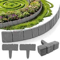 20 Stück Rasenkante Kunststoff 5M Beetumrandung Kunststoff Beeteinfassung Stein Beetbegrenzung Rasenkante Steinoptik Blumenbeet Umrandung für Blumenbeete und Rasenkanten in Steinoptik