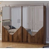 Casa Padrino Kleiderschrank Luxus Schlafzimmerschrank Braun 260 x 68 x H. 220 cm - Moderner Massivholz Kleiderschrank mit 2 Schiebetüren - Luxus Schlafzimmer Möbel