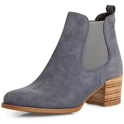 Chelseaboots TAMARIS, Damen, Gr. 38, blau (jeansfarben), Veloursleder, modisch, Schuhe, Cowboy Stiefelette, Westernboots mit komfortablem Stretcheinsatz