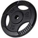 GORILLA SPORTS Hantelscheiben Einzeln/Set, Tri-Grip, 30/50mm, Gusseisen, Silber/Schwarz, Hanteln Set, Gewichtsscheiben, Gewichte von 0,5kg bis 30kg, für Krafttraining schwarz 10 kg