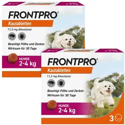 FRONTPRO Kautabletten für Hunde gegen Zecken & Flöhe 2-4 kg