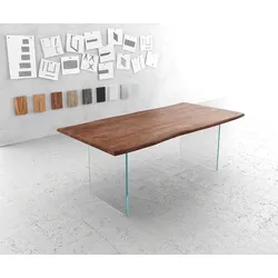 Esstisch Edge 200x100 Akazie Braun Glas Live-Edge