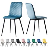 mcc direct Esszimmerstühle lexi im 2er Set, mit Samtbezug & Metallbeinen, Designerstuhl, Hellblau