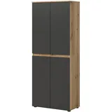 inn.furn Assino Mehrzweckschrank 70 x 175 x 37 cm Grau/Eiche/Beige