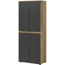 inn.furn Assino Mehrzweckschrank 70 x 175 x 37 cm Grau/Eiche/Beige