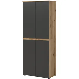 inn.furn Assino Mehrzweckschrank 70 x 175 x 37 cm Grau/Eiche/Beige