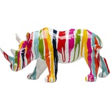 Kare Deko Figur Rhino Holi, Mehrfarbig, Nashorn, Polyresin, Unikat, Handbemalt, 18x34x15cm (H/B/T)