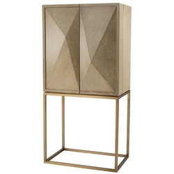 Casa Padrino Weinschrank Luxus Weinschrank mit 2 Türen Braun / Messing 81,5 x 50,5 x H. 168 cm – Luxus Qualität