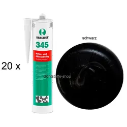 20 x Ramsauer 345 Hitze-ÖL Beständig Silikon 1K Dichtstoff 290ml Kartusche schwarz