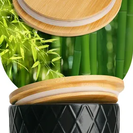 MiaMio - Set Vorratsdosen Keramik, mit luftdichtem Holzdeckel