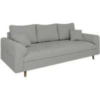 S-style möbel 3-Sitzer-Sofa, Hellgrau, Textil, Echtholz, Teilmassiv,Buche, Birke, Füllung: