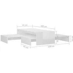 Satztisch-Set Spanplatte| vidaXL : Farbe - Hochglanz-Weiß