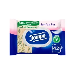 Tempo Feuchtes Toilettenpapier Sanft & Pur 1-lagig, 42 Tücher