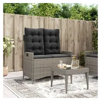 VidaXL Gartenbank Verstellbar mit Kissen Grau Poly Rattan