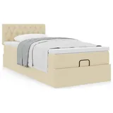 vidaXL Ottoman-Bett mit Matratze Creme 90x190 cm Stoff