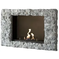 Casa Padrino Luxus Bioethanol Wandkamin Grau 97 x 19 x H. 65 cm - Wohnzimmer Kamin in Steinoptik - Wohnzimmer Deko Accessoires - Luxus Möbel - Luxus Bioethanol Wandkamine