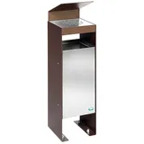 Proregal Robuster Kombiascher mit Dach 60 Liter, HxBxT 92 x 25 x 25 cm Verzinkter Stahl Braun
