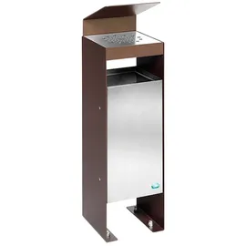 Proregal Robuster Kombiascher mit Dach 60 Liter, HxBxT 92 x 25 x 25 cm Verzinkter Stahl Braun