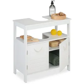 Relaxdays Waschbeckenunterschrank 2 Fächer 60 x 60 x 30 cm Weiß