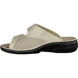 Finn Comfort Zeno Pantolette Damen, Leder,/Stretch, Oro/Steam, bequem - weiß 40