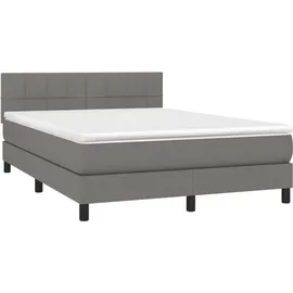 vidaXL Boxspringbett mit Matratze & LED Dunkelgrau 140x200 cm Stoff