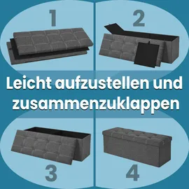 Songmics Sitzbank mit Stauraum 110 cm x 38 cm x 38 cm Grau