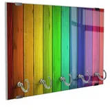 DEQORI Schlüsselbrett 'Farbige Holzlatten', (1 St), Schlüsselhalter Schlüssel Haken Schlüsselboard modern Schlüsselleiste bunt