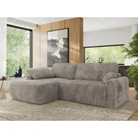 MKS MEBLE Ecksofa CUBO L-form, lose Kissen, Ecksofa 273x187x100 cm mit Schlaffunktion, Bettkasten - Grau Cord - Links Seite - Grau