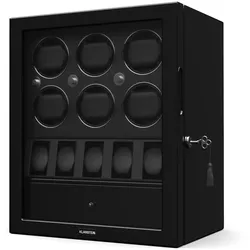 ChronoVault Uhrenbeweger   6+5 Uhren   vegan   Hochglanz   4 Modi   Mabuchi Motor   LED   Schublade Schwarz