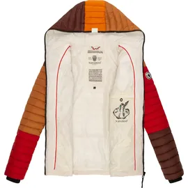 Navahoo Damen Übergangsjacke Colorblocking leichte Steppjacke mit Kapuze Multikulti Multicolour Autumn Leaves Gr. XXL - XXL