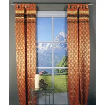 HOSSNER - ART OF HOME DECO Gardine "Arnisee" Gr. 1, orange (goldfarben, braun, rostorange), B:110cm H:250cm, Polyester, HOSSNER - ART OF HOME DECO, Gardinen, Gardine, Schlaufenschal mit Dekokante