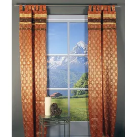 HOSSNER - ART OF HOME DECO Gardine "Arnisee" Gr. 1, orange (goldfarben, braun, rostorange), B:110cm H:250cm, Polyester, HOSSNER - ART OF HOME DECO, Gardinen, Gardine, Schlaufenschal mit Dekokante