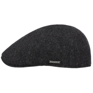 Stetson Texas Herringbone Cap - Schiebermütze Herren - Flatcap mit Baumwollinnenfutter - Schirmmütze Herbst/Winter - Herrenmütze schwarz-grau L (58-59 cm) - L