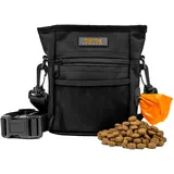 Mighty Paw Leckerlibeutel für Hunde-Training 2.0 | Futterbeutel Hundetraining - Leckerlitasche für Hunde - Pet Training Hands-Free Snack Bag mit Riemen - Magnetischer Verschluss (Orange/Schwarz)