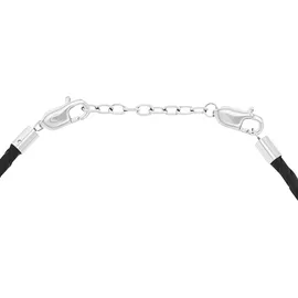 Tom Tailor Kette mit Anhänger Edelstahl Leder Kreuz schwarz