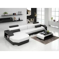 Xlmoebel Ecksofa Neu Gestaltetes Ecksofa aus Leder mit USB-Anschluss für, Hergestellt in Europa weiß