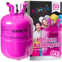 Helium Ballongas für 20/30/50 Ballons | Heliumflasche Set mit Knickventil für Luftballons + Folienballons | Geburtstag Party Hochzeit Flasche, Größe: Ballongas für 50 Ballons