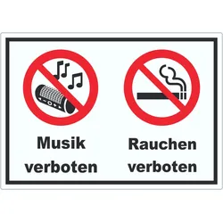 Aufkleber Musik und Rauchen verboten A2 (420x594mm)