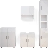 Vicco Badmöbel-Set Irma Weiß Hochglanz 4 Teile mit Hochschrank