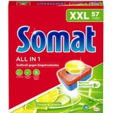 Somat All in 1 Zitrone & Limette Spülmaschinen Tabs, 57 tabs, XXL Pack, Geschirrspül Tabs für kraftvolle Reinigung mit Geruchsneutralisierer Funktion