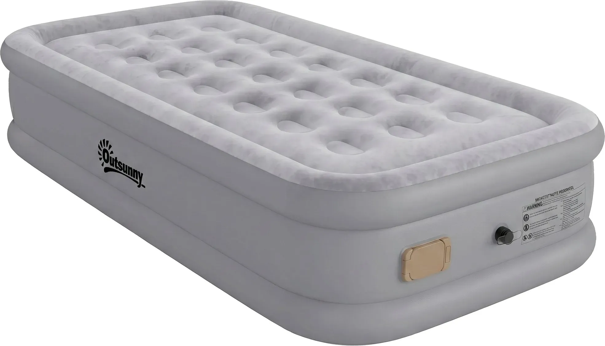 Outsunny Luftmatratze 1 Person Selbstaufblasend Luftbett mit Integrierter elektrischer Pumpe in 3 Minuten Komfortable Beflockte Oberfläche Tasche, Wasserdicht Gästebett für Camping Zuhause 190x97x39cm   Aosom