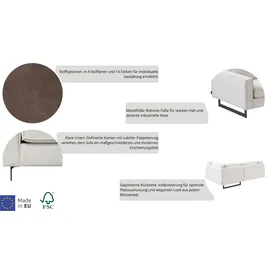 PLACES OF STYLE Wohnlandschaft »Pinto, 350 cm, U-Form, XXL, mit Ottomanen«, Cord, Chenille, Lederoptik, mit Keder, Metallfüße, Wellenunterfederung braun