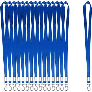 50 Stück Schlüsselbänder für Ausweise, Blau, Schlüsselband mit Clip, Umhängeband mit Abzeichen-Clip, Bulk Lanyards für Hals, Namensschild-Halter