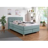 Home Affaire Boxspringbett »Fargo«, inkl. Topper, in 3 Matratzenarten, in Samt- oder Strukturstoff blau